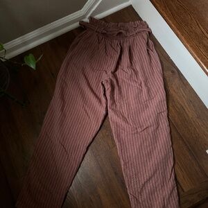 American Eagle - Striped Burgundy Paper Bag Pants